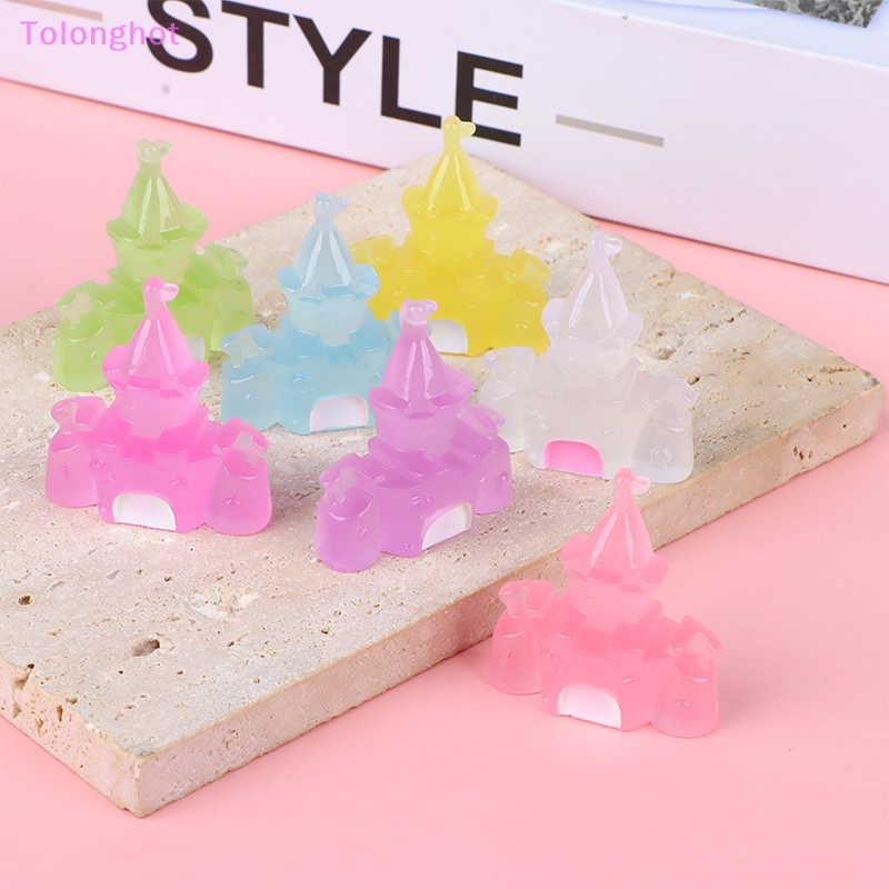 Tolonghot&gt; 2pcs Macaroon Resin Mini Castle Kawaii Aksesoris Patung Mini Miniatur Scrapbooking Flatback Cabochons Perlengkapan Kerajinan DIY P well