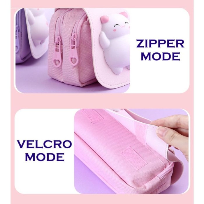

Tempat Pensil Squishy Tenteng Lucu - kucing tdr biru