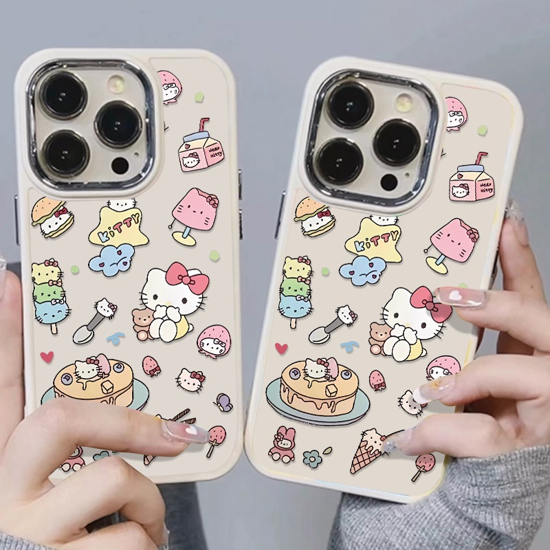 IPHONE Casing Ponsel Silikon Kucing Lucu Kompatibel Untuk Iphone14 13 12 11 Pro Max XS X XR 8 +7Plus Casing Lembut Shockproof Metal Buttons Cover Cell Precticer