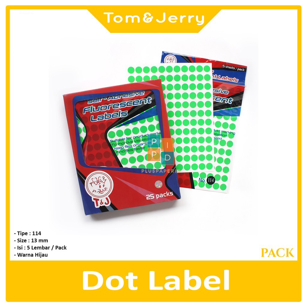 

TOM & JEERRY - Label Color Dot 114 Hijau - Pad