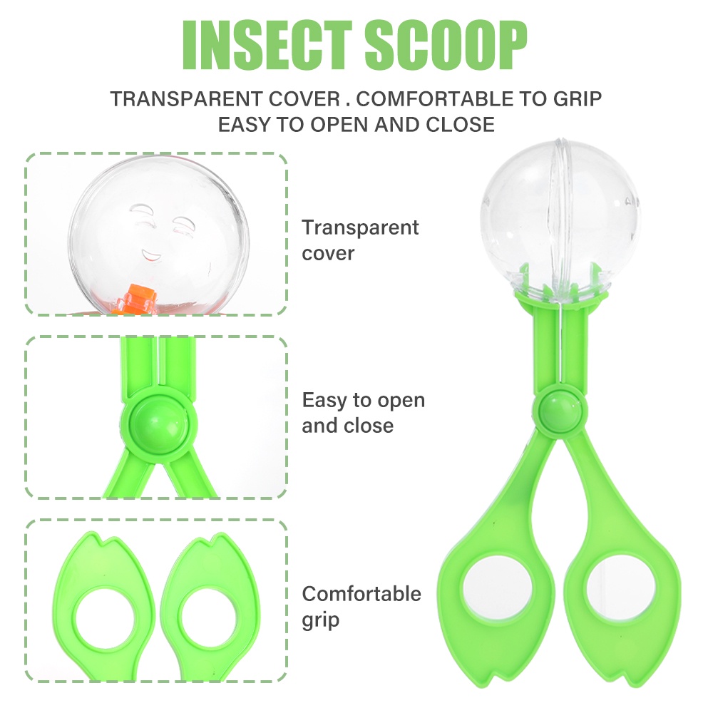 Gunting Portable Outdoor Bentuk Penangkap Serangga/Mainan Perangkap Serangga Praktis Multifungsi/Perlengkapan Perangkap Serangga Anak/Alat Penjepit Capit Bug Scooper Plastik