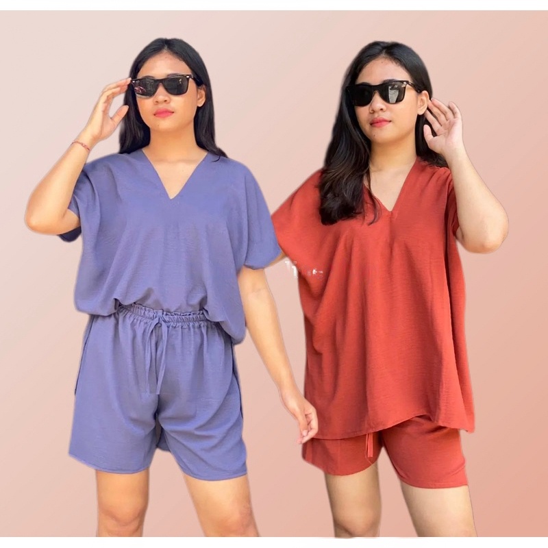 One Set Setelan Long Square Nagita Hotpans Nina Set Crinkle Airflow Premium