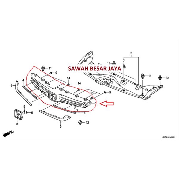 Base Gril Grill Grille Depan Honda Accord CM5 2003 2004 2005 Original