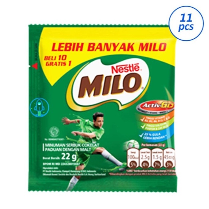 

Milo Active Go sachet @22g 1 renceng isi 10 free 1 pcs