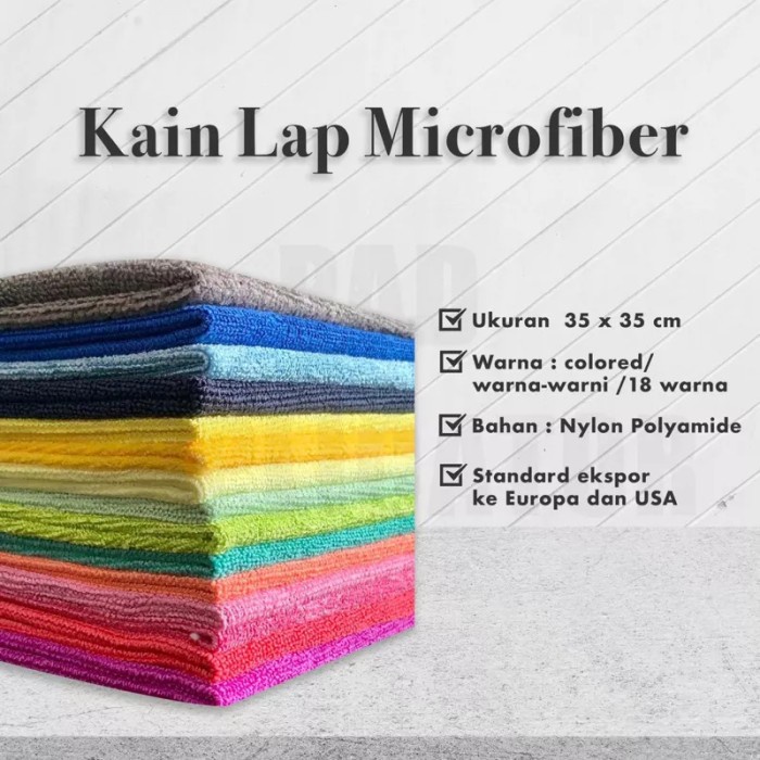 Kain Lap Microfiber Serbaguna  35x35cm Serbet Pembersih Tebal KL07