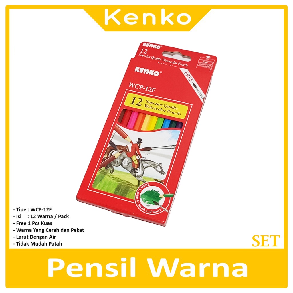 

KENKO - Pensil Warna 12 Superior Quality Watercolor Pencils WCP-12F - Set