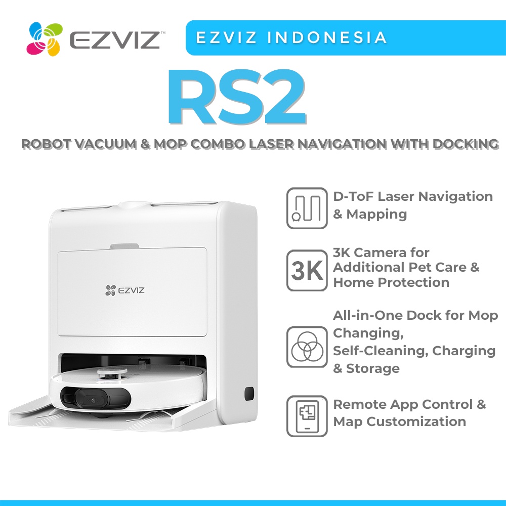 EZVIZ RS2 ROBOT VACUUM & MOP COMBO LASER NAVIGATION WITH DOCKING
