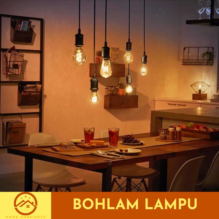 Bohlam Lampu FIlamen Edison Rumah Vintage Lonjong Dimmable Warm White