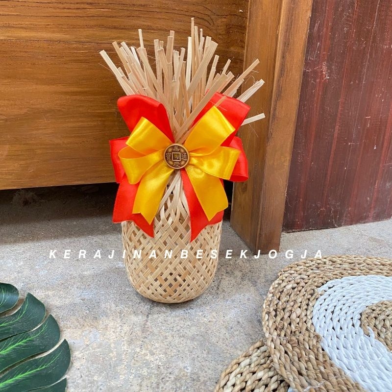 bambu anyaman (IMLEK 2024) KUE KERANJANG IMLEK KRONGSO IMLEK NATURAL D 9 T 22CM PITA IMLEK krongso n