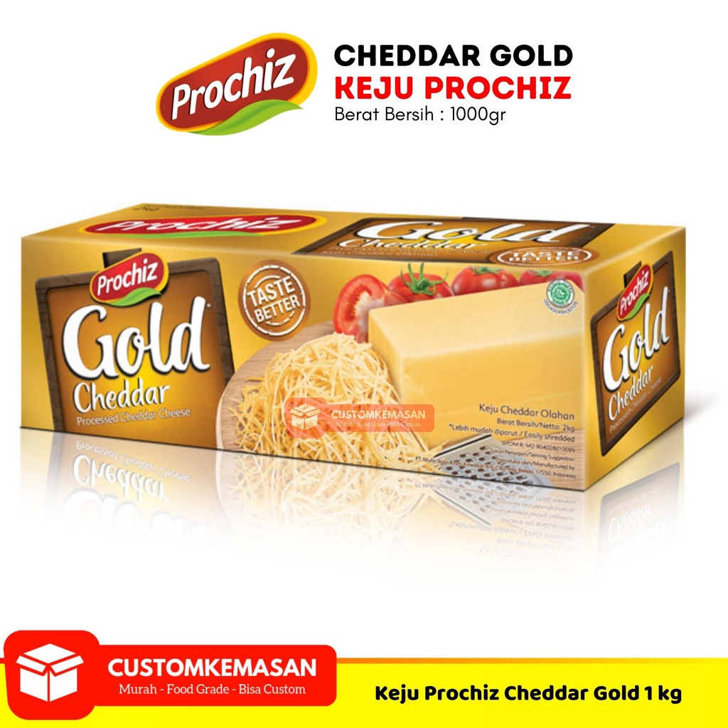 

Prochiz Keju Cheddar Gold 2kg / Keju Cheddar Prochiz / Keju Parut / Keju Serbaguna