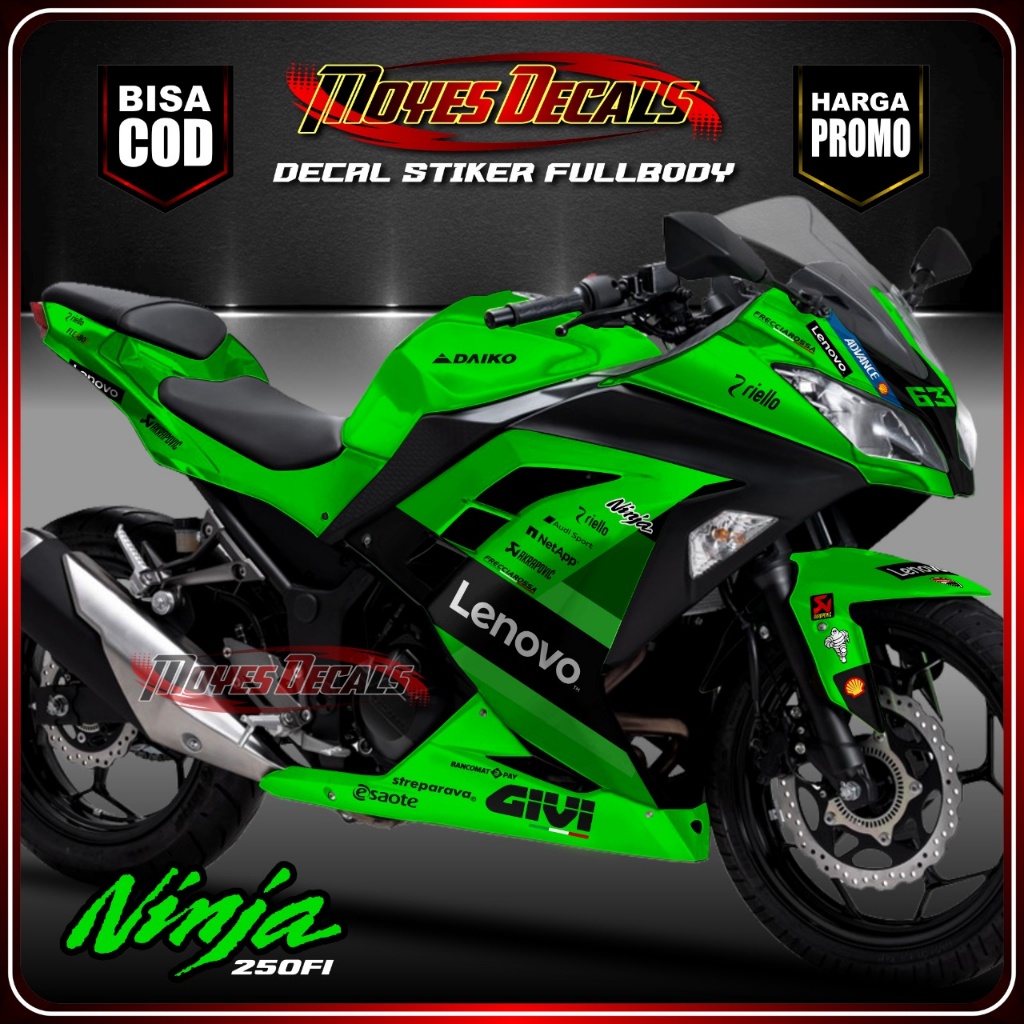 Decal Ninja Fi 250 Stiker Sticker Full Body Kawasaki Ninja FI 250 CC Racing