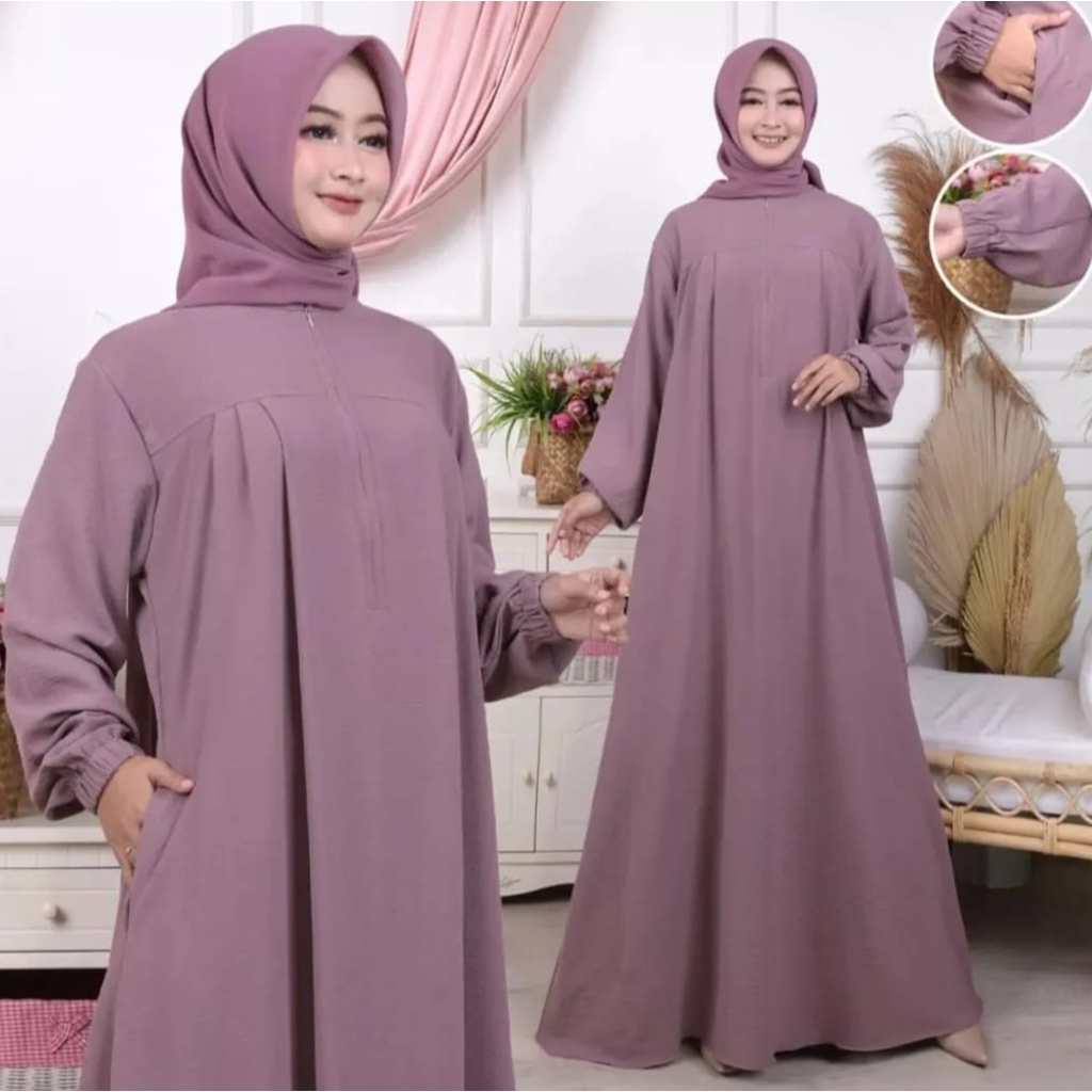fashion muslim syari | MAURA DRESS//gamis crincle premium airflow | tamara dress