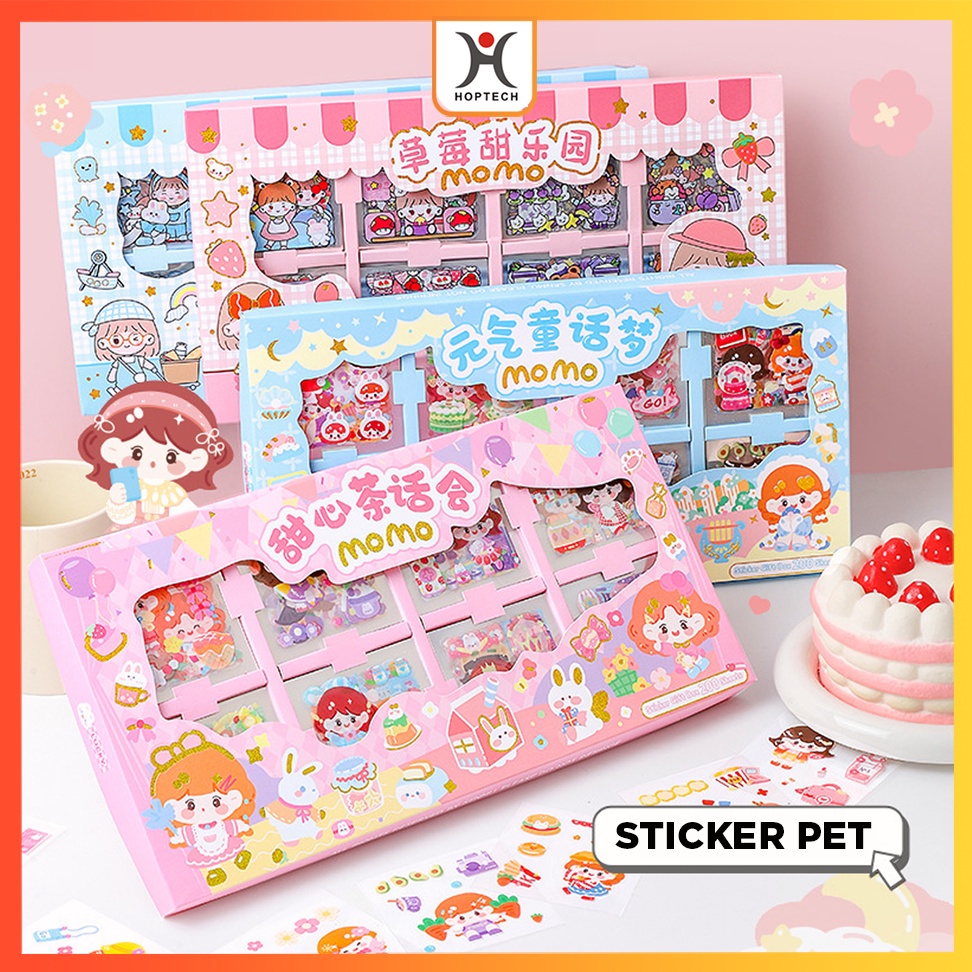 Sticker DIY Aesthetic 200 lembar Waterproof Lembar Sticker Tape Roll Estetik Journal Diary DIY  CASE HP / DIARY / DIY / BUJO /SCRAPBOOK MOMO GIRL STICKER TUMBLER