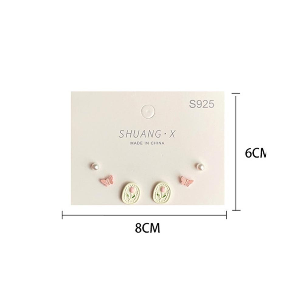 Timekey 6pcs/set Niche Sederhana Tulip Anting Pink Biru Alloy Ear Studs Earrings Halus Perhiasan Aksesoris Untuk Wanita S5U9