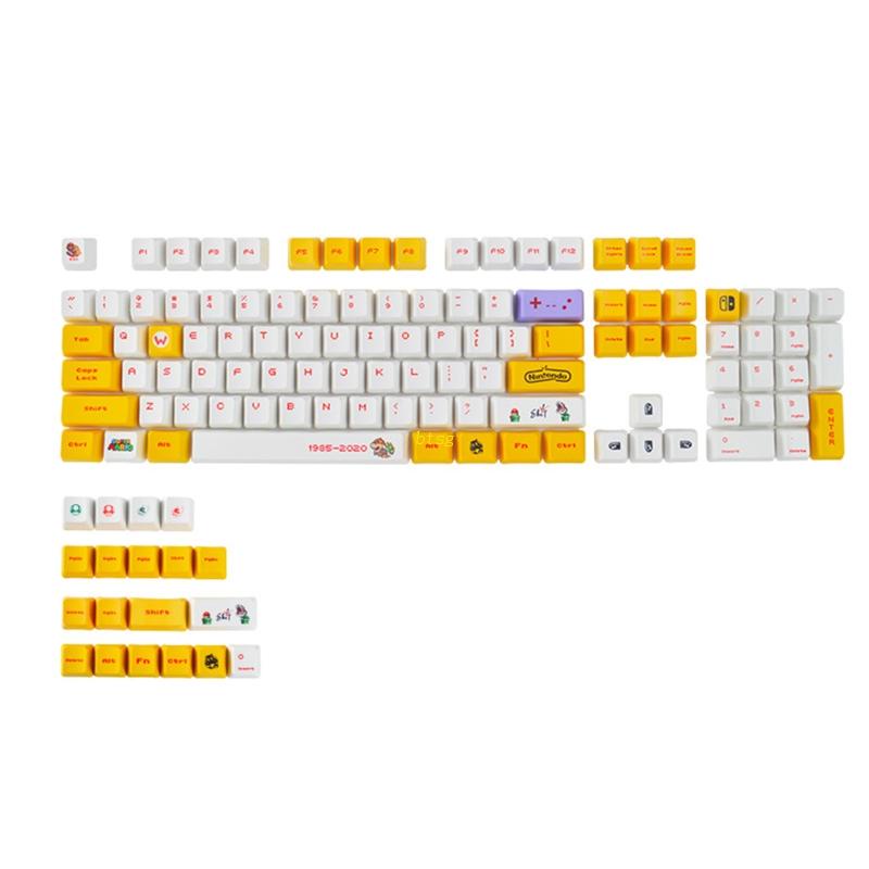 Btsg 123kunci OEM Keycaps PBT Dye-Sublimated Tema Kartun Untuk Saklar Filco/Duck MX