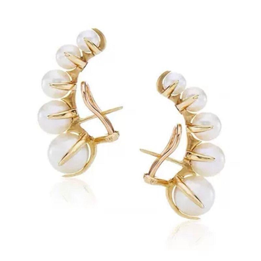 Needway Wanita Vintage Anting Pesona Manis Indah Mutiara Trendi Niche Desain Fashion Perhiasan Alloy Gaya Korea Earrings