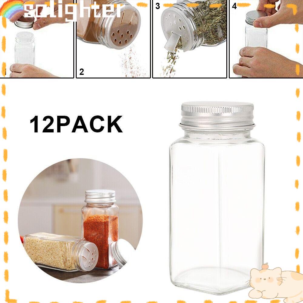 Toples Bumbu SOLIGHTER 120ML Wadah Penyimpanan Gadget Dapur Kitchen Organizer Square Glass Seasoning Pots