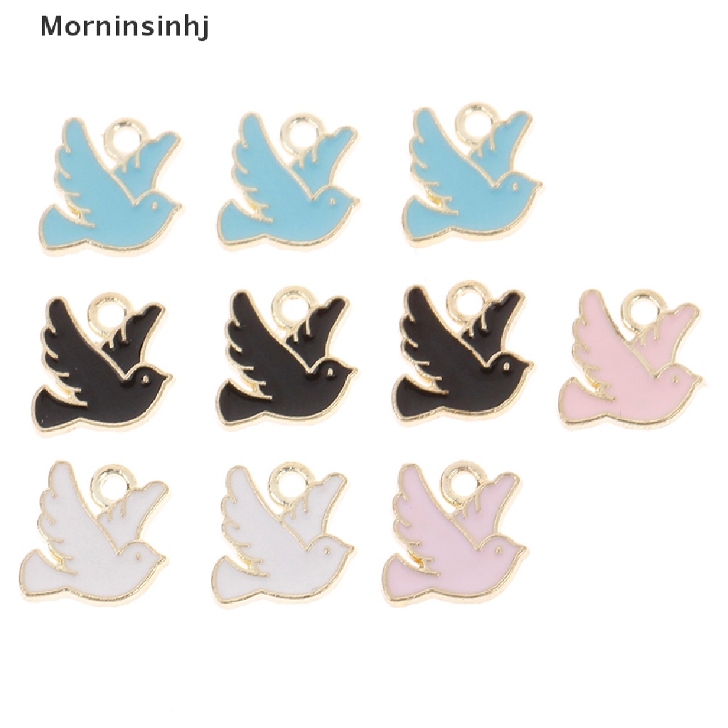 Mornin 10pcs 10*10mm Liontin Metal Peace Dove Untuk Membuat Perhiasan DIY Aksesoris id