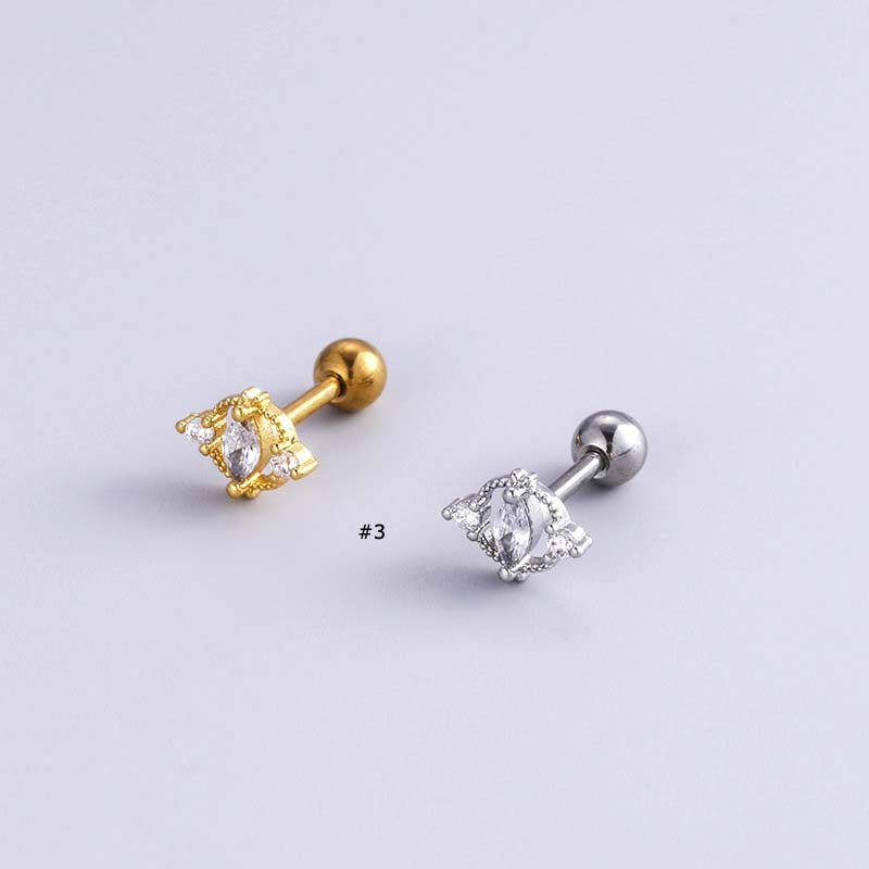 1biji Fashion 16G Stainless Steel Tulang Rawan Helix Piercing Earring Stud Dengan Jantung Ikatan Simpul Bunga Pesona Warna Emas Dan Perak