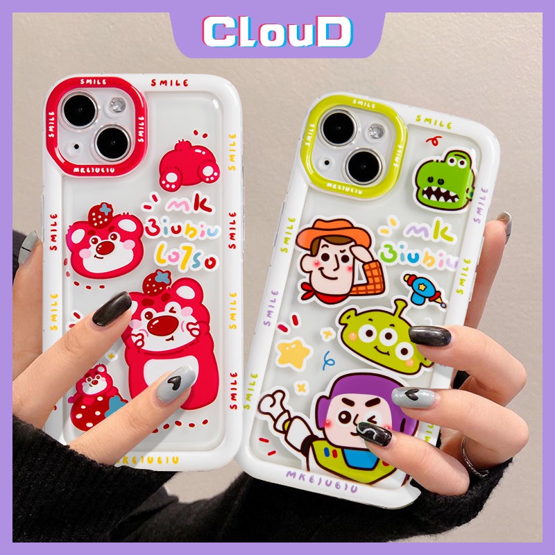 Redmi A110 9T 9A 10A 9C NFC Redmi Note 10s 9 11 10 11s Note9 Note10 Note10s Note11 Shockproof Airbag Lembut Tpu Cerita Mainan Kartun Lucu Strawberry Bear Manyo Clear Case Cover