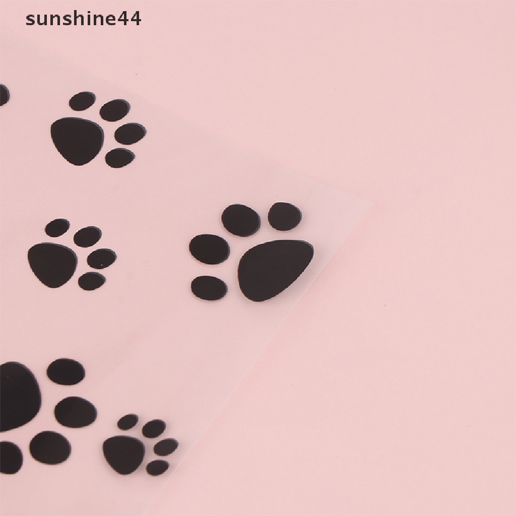 Sunshine 50/100Pcs Kantong Plastik Motif Telapak Kucing Pink Dengan Ikatan Twist Perlengkapan Pesta Ulang Tahun ID