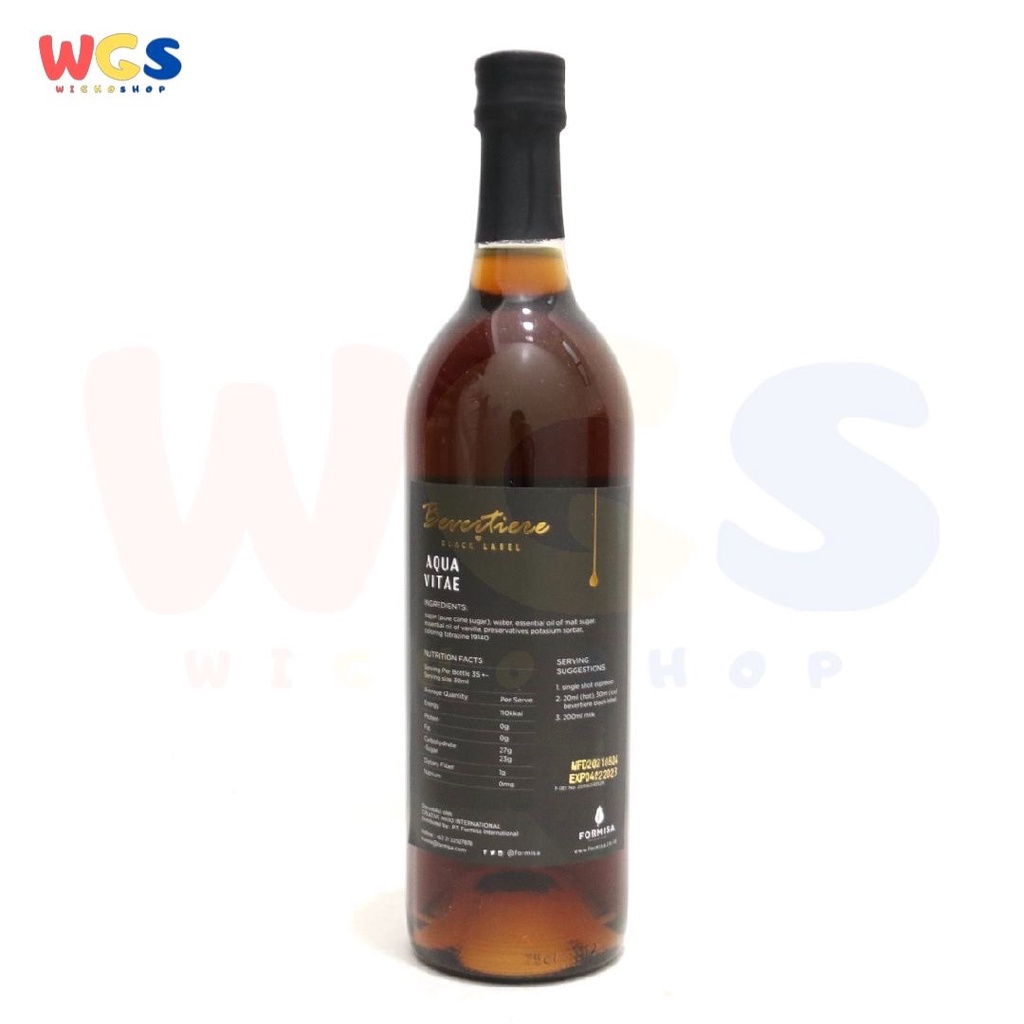 Syrup Bevertiere Aqua Vitae Flavored Black Label 750ml - Halal