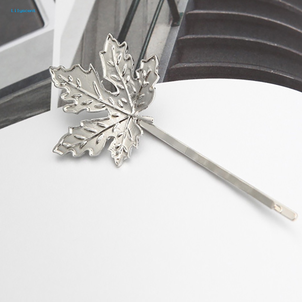 Lilyscent 2Pcs Elegan Maple Leaf Alloy Hairpin Rambut Klip Wanita Hiasan Kepala Aksesoris