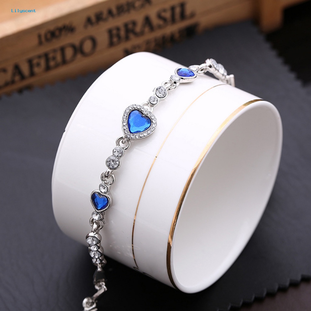 Lilyscent Gelang Tangan Wanita Alloy Untuk Pakaian Sehari-Hari Women Rhinestone Bracelet Lobster Clasps