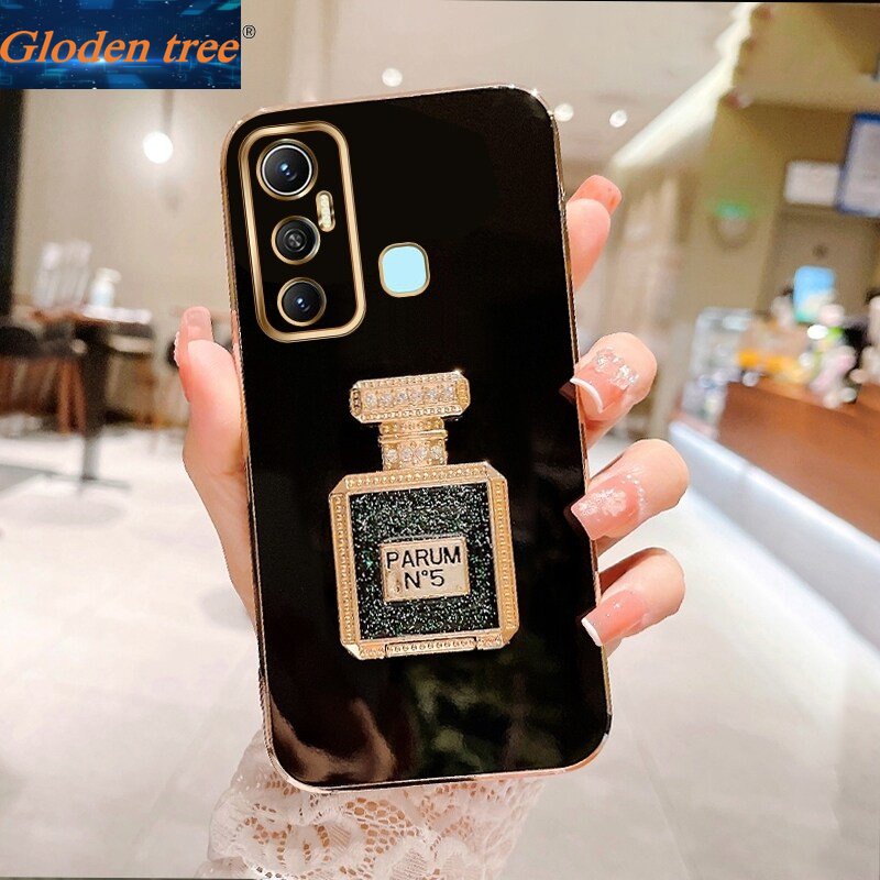 Gloden tree Casing Case Untuk Infinix Hot 11s NFC Hot 11play Hot 11s Case Dengan Botol Parfum Kickstand Lipat Cakupan Penuh Kamera Case