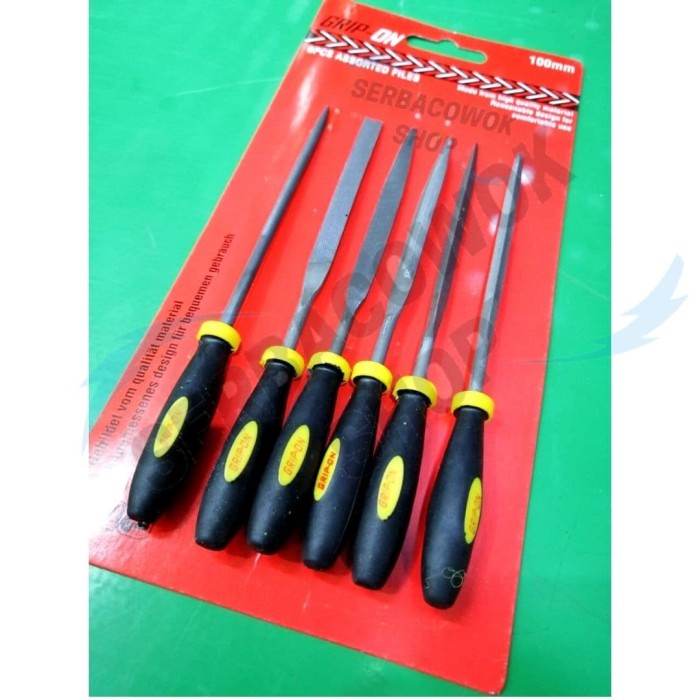 Grip On Kikir Besi 4 Inch 6 Pcs Set - 6 Pcs Assorted Files Termurah