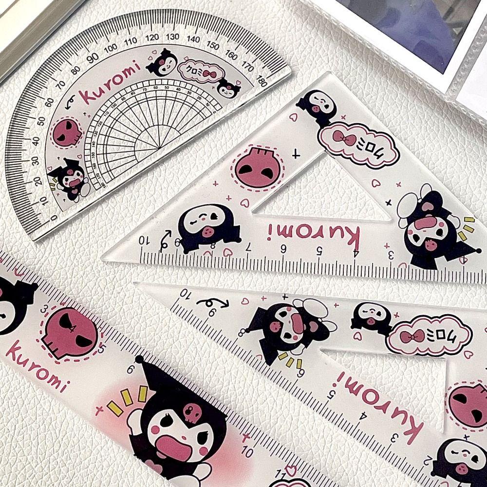 Lanfy Penggaris Segitiga Lurus Busur Derajat Set Kawaii Multifungsi Kantor Sekolah Lucu Pochacco Dividing Ruler