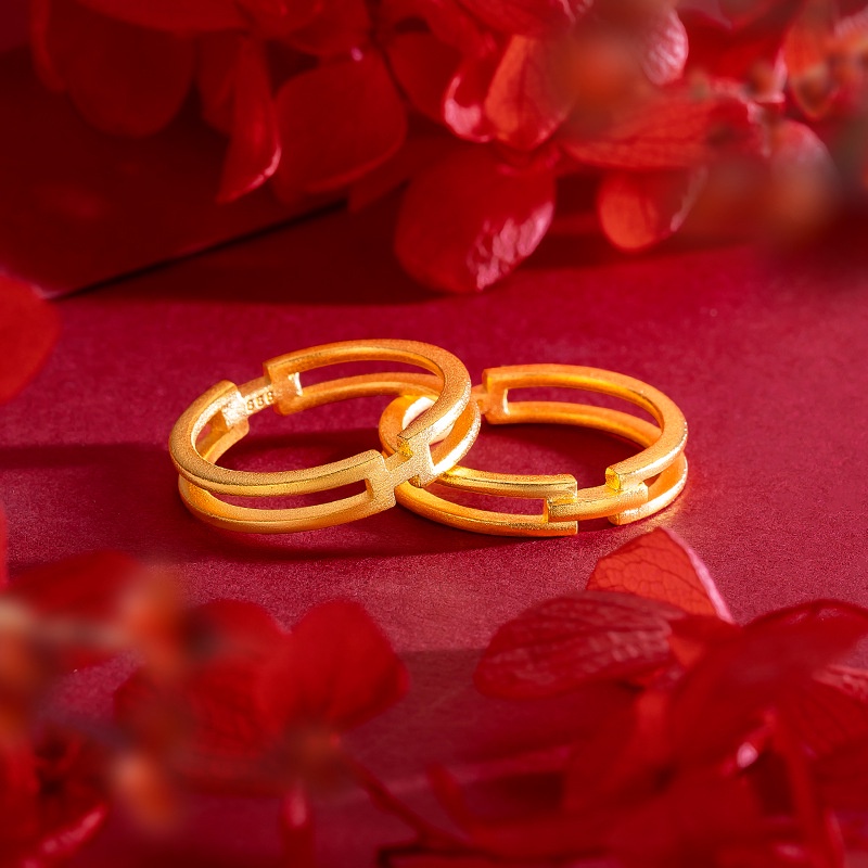 Goldkingdom Perhiasan Fashion 24K Bangkok Aksesoris Ready Stock Cincin Huruf H Desain Panas Untuk Pria Dan Wanita Pasangan Ganda