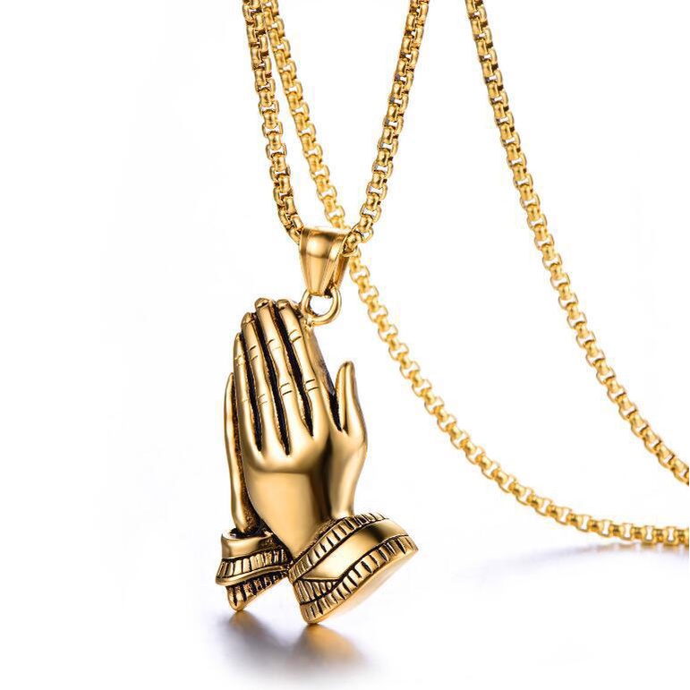 2023kalung Eropa Amerika Hip-Hop Retro Titanium Steel Trendi Anti Karat Kalung Palm Palm Liontin Perhiasan Grosir