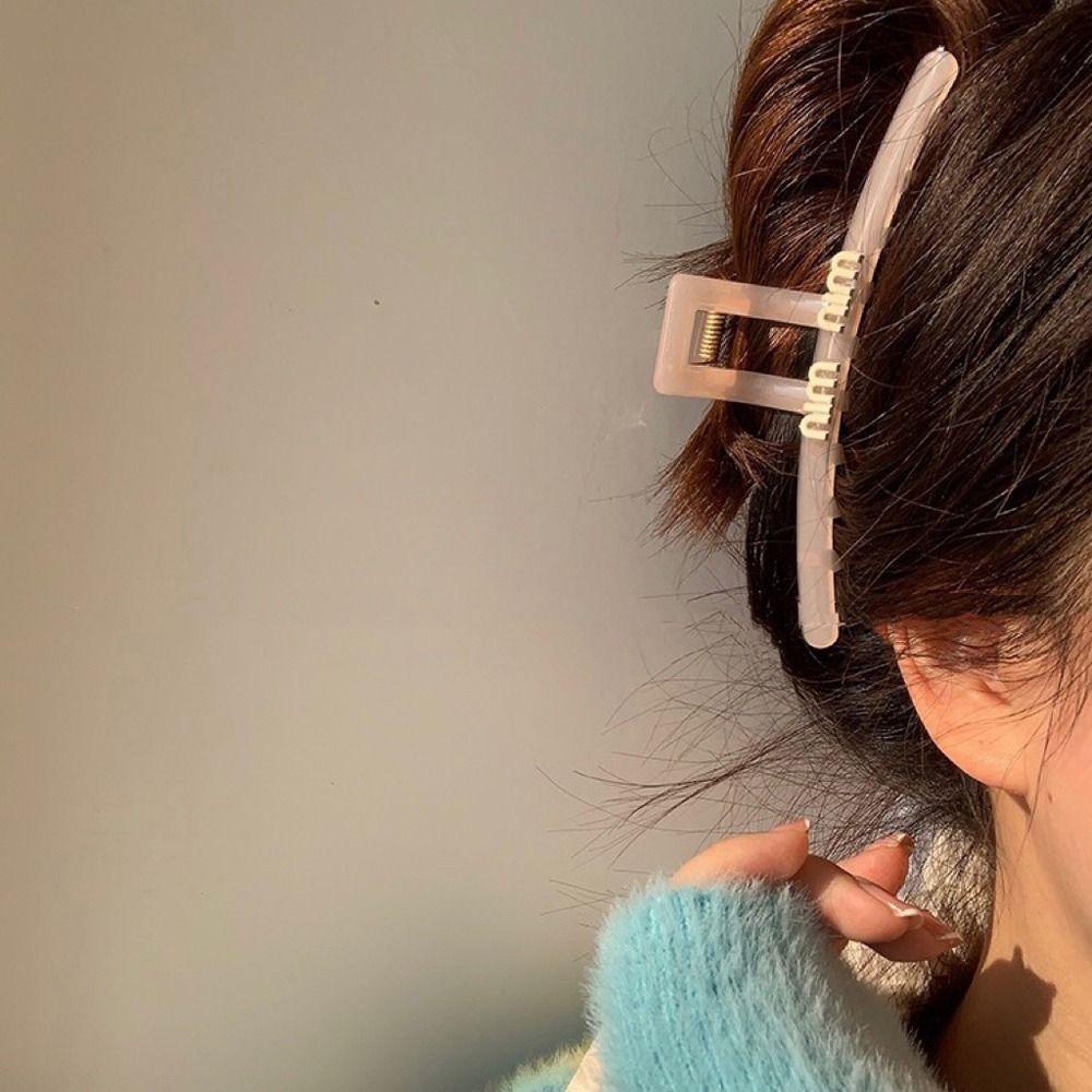 [Elegan] Wanita Cakar Rambut Pesta Bergaya Akrilik Hairgrips Geometris Jepit Rambut Baru Heardress Ponytail Holder Korea Hiu Klip