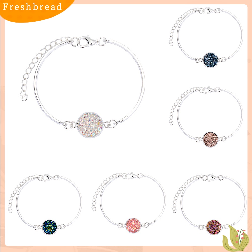 &lt; Freshbread &gt; Fashion Gelang Batu Geode Alami Perhiasan Berlian Imitasi Pave Wanita Gelang Hadiah