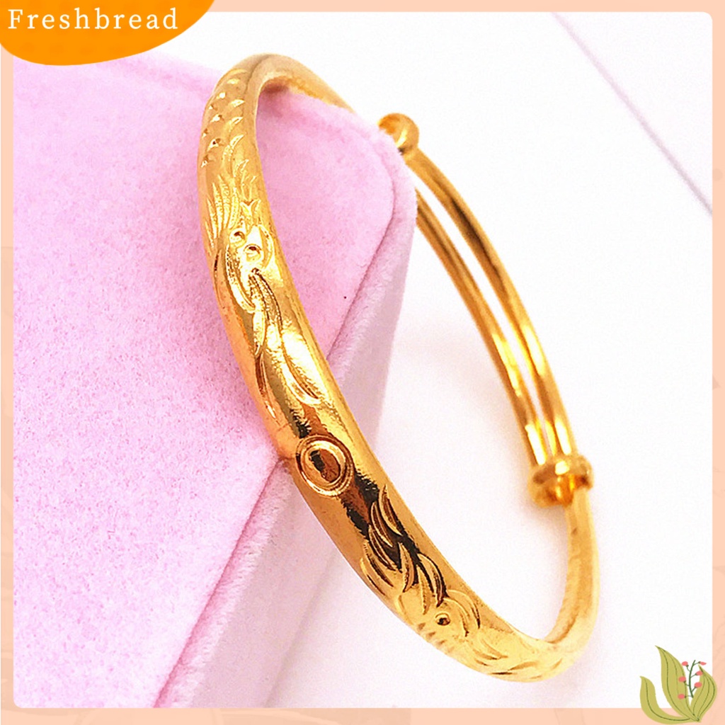 &lt; Freshbread &gt; Gelang Menebal Adjustable Golden Wanita Imitasi Lapis Emas Bangle Untuk Perjamuan