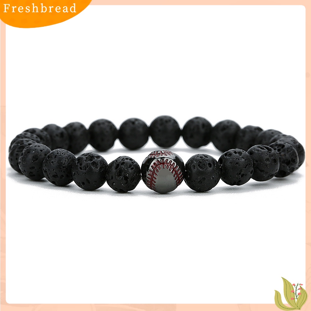 &lt; Freshbread &gt; Fashion Unisex Baseball Pesona Batu Alam Manik-Manik Gelang Bangle Perhiasan Hadiah