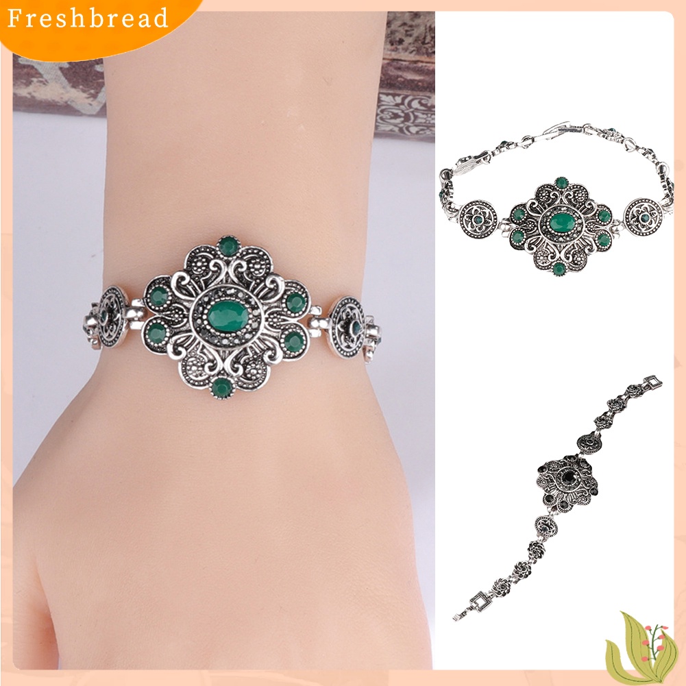 &lt; Freshbread &gt; Bunga Vintage Buatan Permata Gelang Bangle Pesta Perhiasan Wanita Hadiah Ulang Tahun