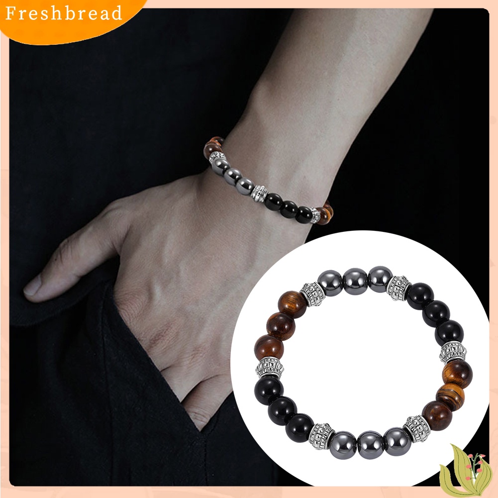 &lt; Freshbread &gt; Fashion Unisex Pumice Tiger Eye Stone Beads Gelang Pesona Tangan Pesta Perhiasan