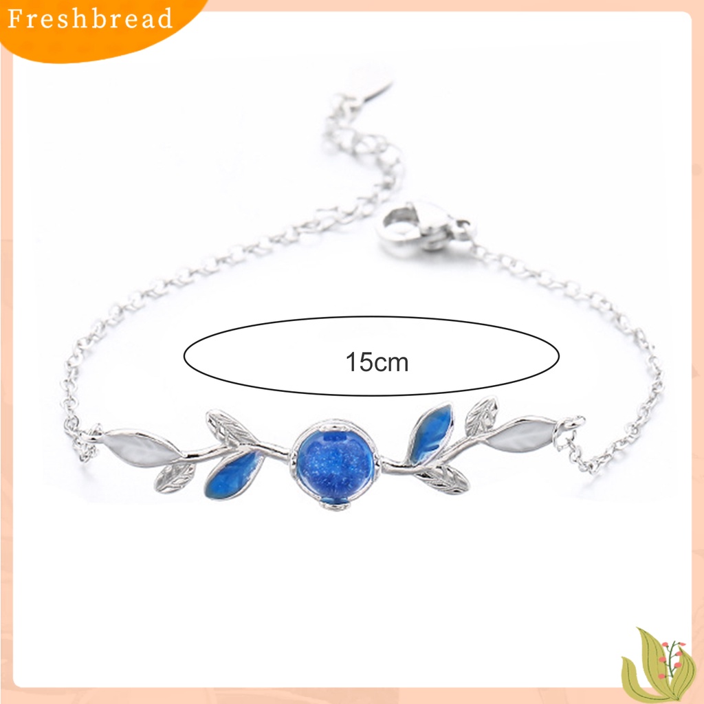 &lt; Freshbread &gt; Ladies Bracelet Everyday Wear Copper Summer Blue Zirconia Leaf Bracelet Untuk Pesta