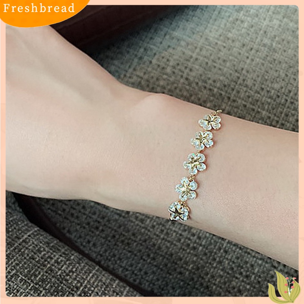 &lt; Freshbread &gt; Wanita Gelang Bunga Bintang Berujung Lima Cubic Zirconia Perhiasan Indah Tahan Lama Bangle Untuk Pesta