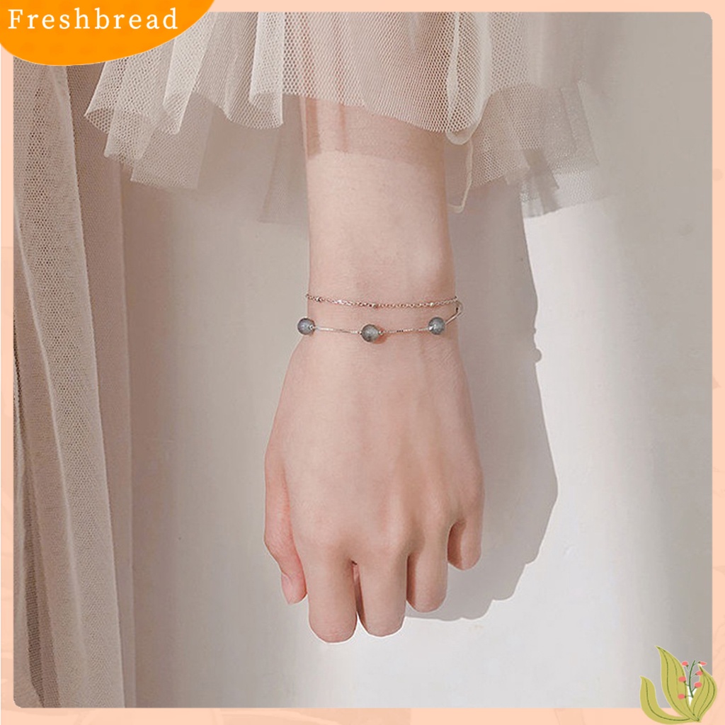 &lt; Freshbread &gt; Rantai Ekstensi Dapat Disesuaikan Indah Wanita Gelang Manis Lapisan Ganda Kristal Imitasi Gelang Hadiah Ulang Tahun