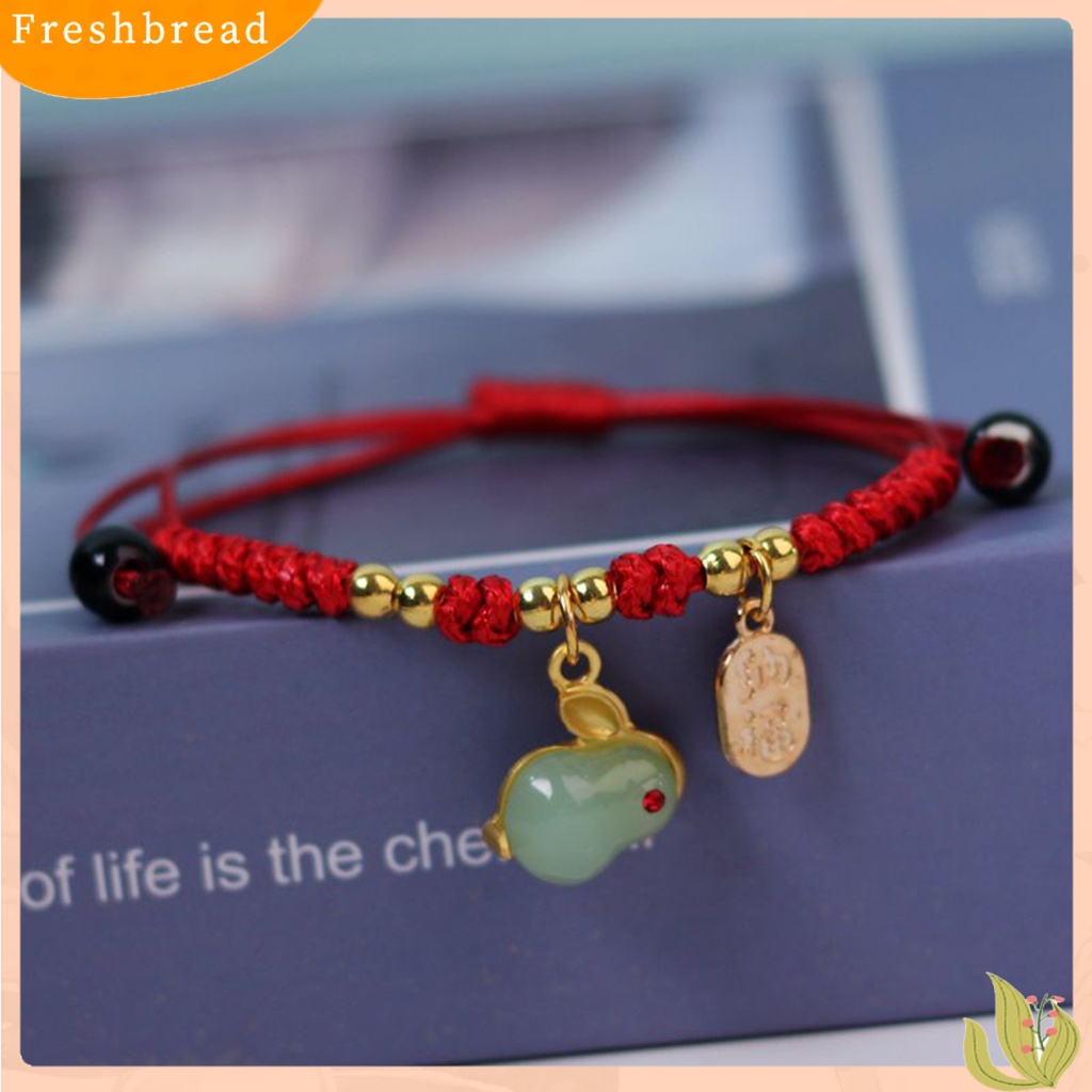 &lt; Freshbread &gt; Wanita Gelang Buatan Tangan Tali Yang Dapat Disesuaikan Pengerjaan Halus Prospek Yang Baik Maskot Pesona Tanda Berkah Multi-Gaya Zodiak Kelinci Beruntung Dikepang Strand Bracelet