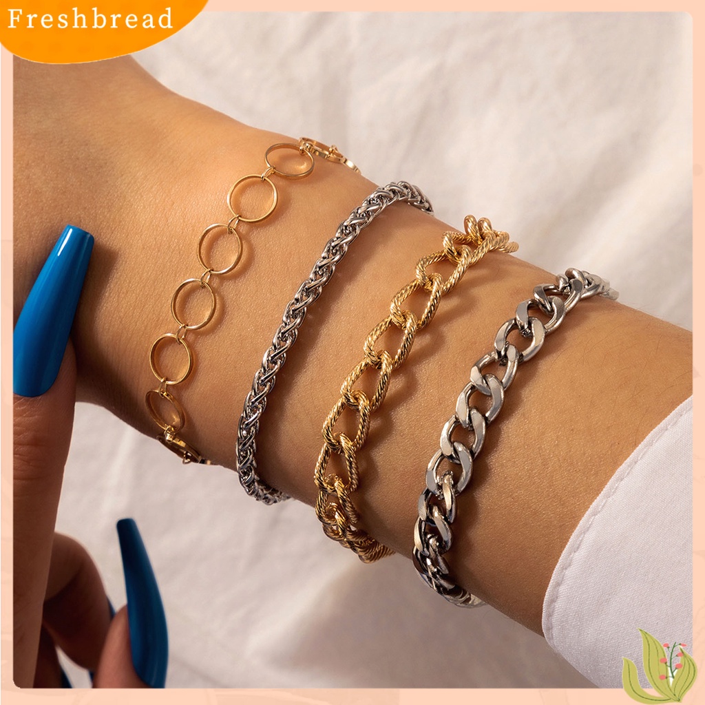 &lt; Freshbread &gt; Gelang Wanita Tebal Punk Simple All Match Gelang Rantai Hollow Untuk Pacaran