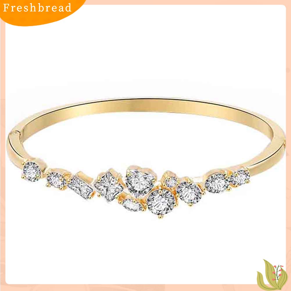 &lt; Freshbread &gt; Fashion Wanita Cubic Zirconia Hias Gelang Bangle Pesta Pernikahan Perhiasan Hadiah