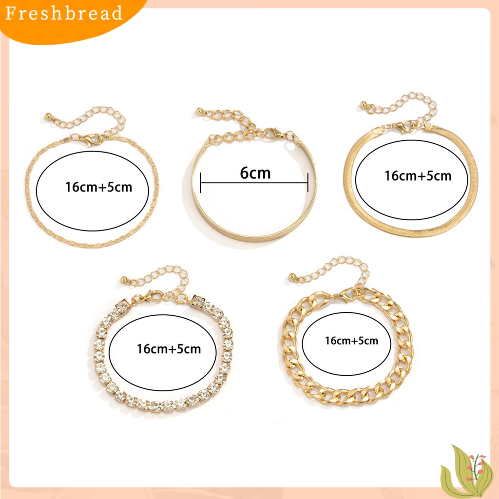 &lt; Freshbread &gt; 5Pcs Gelang Adjustable Vintage Minimalis Geometris Elemen Gelang Set Hadiah Ulang Tahun