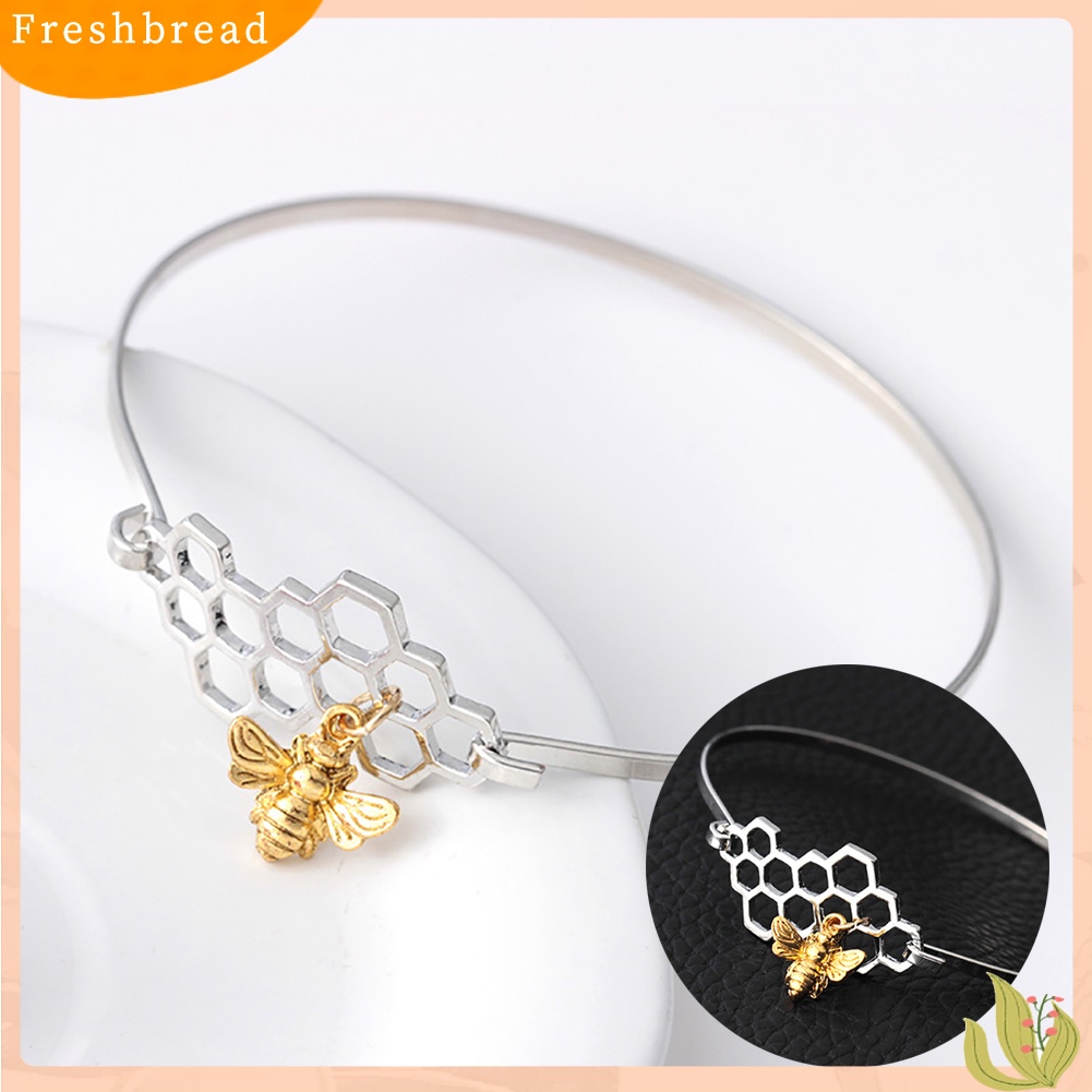 &lt; Freshbread &gt; Lucu Pola Madu Dan Sarang Lebah Wanita Perhiasan Gelang Bangle Hadiah Pertunangan