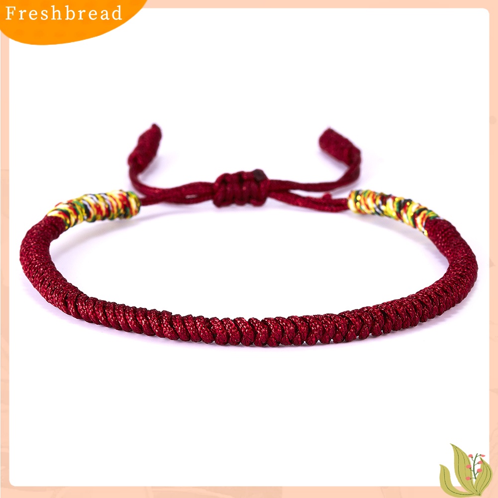 &lt; Freshbread &gt; Wanita Pria Buatan Tangan Simpul Dikepang Tali Gelang Adjustable Beruntung Bangle Perhiasan