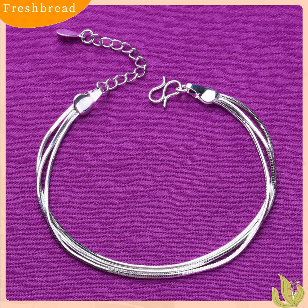 &lt; Freshbread &gt; Wanita Minimalis 3lapisan Ular Rantai Gelang Bangle Adjustable Perhiasan Hadiah