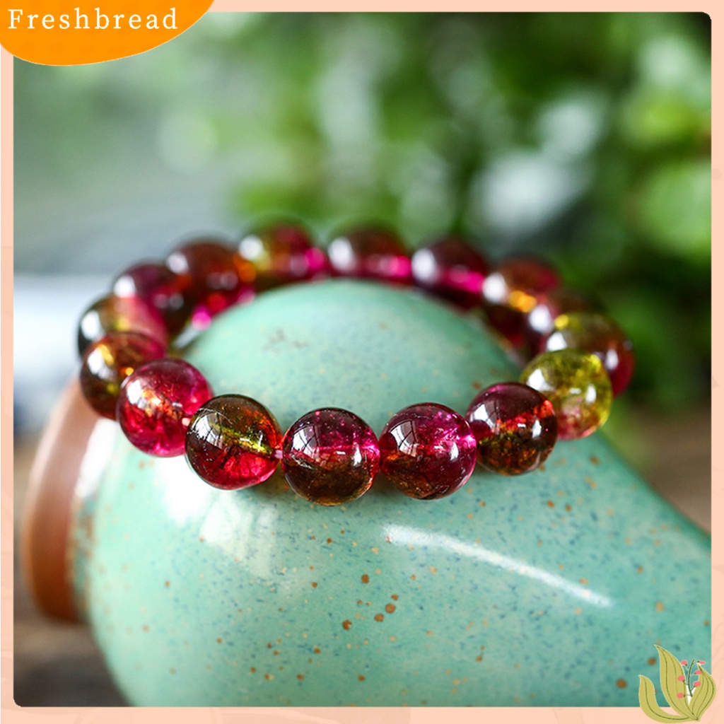 &lt; Freshbread &gt; Wanita Gelang Faux Watermelon Tourmaline Beads Jewelry Vintage Gelang Elastisitas Yang Bagus Untuk Pesta